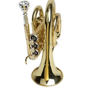 <span class=keywords><strong>Mini</strong></span> <span class=keywords><strong>Trompeta</strong></span> de Bolsillo PT-8520 en Tonalidad de Si Bemol con Acabado Lacado Dorado - Product Image 3