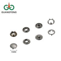 Kancing Tekan Logam Empat Bagian Mutiara Kustom, Kancing Tekan Cincin Pegas Kuningan 10mm