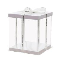 Boîte à gâteau en papier kraft transparent personnalisée, 4-12 pouces, emballage moderne de luxe recyclable pour gâteau d'anniversaire