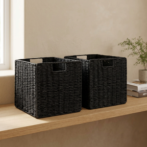 Natural Rectangle Paper Modern Eco-Friendly Multifunction Nesting Storage <b>Baskets</b> with <b>Square</b> Shape and Handle - Product Image 3