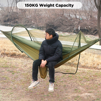 Hamac de camping en plein air E-RIKE, hamac portable en nylon léger, 260x140 cm, hamac personnalisé avec moustiquaire résistante aux moustiques