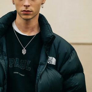 Collar con colgante de San Miguel Jesús grabado en forma de escudo de Plata de Ley 925 para hombres - Product Image 5