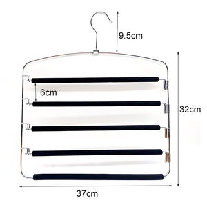 Vente en gros de cintres multifonctionnels en métal culbuteur rembourré <span class=keywords><strong>à</strong></span> 5 couches pour placard organiser un porte-vêtements peu encombrant avec écharpe et pantalon - Product Image 4