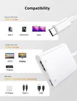 Adaptateur USB C vers HDTV avec HDR 4K 60Hz et charge PD 100W, véritable USB 3.0 pour ordinateur portable et téléphone