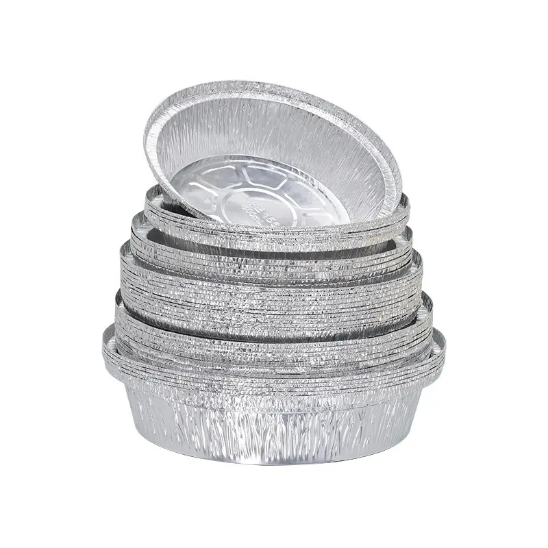 Thick 6/7/ 8/9 Inch Aluminum Foil Pan Round Container Disposable Aluminum Foil Bowl with Lid