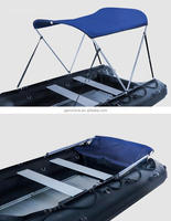 Kanopi Bimini Kapal Pontun Kain Oxford 600D/1200D Tahan Air, Rangka Aluminium Matte 4 Busur, Pelindung UV, Penutup Tenda Kapal