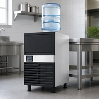 Mesin Pembuat Es Batu Kubus Komersial Terlaris untuk Kafe Restoran, Otomatis, Stainless Steel, Model Counter Top