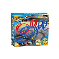 Superbe circuit de course à assembler soi-même pour garçons : Voiture de course en alliage d'aluminium avec piste à ressorts à gravité