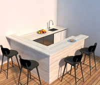 Ensemble de modules de cuisine extérieure, kit de composants fonctionnels flexibles et combinables pour une mise en place variée dans l'aménagement de la cour