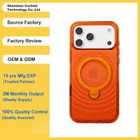 Coque de téléphone Ripple 360 avec support anneau invisible et béquille magnétique N52 en TPU PC pour iPhone 17 Pro Max