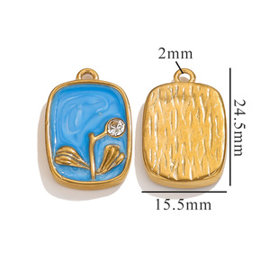 จี้รูปดอกกุหลาบ ใบไม้ และพืชเคลือบสีทอง 18K PVD บนสแตนเลสสตีล สำหรับทำเครื่องประดับ DIY |   กันน้ำ ป้องกันการแพ้ และทนทาน - Product Image 6