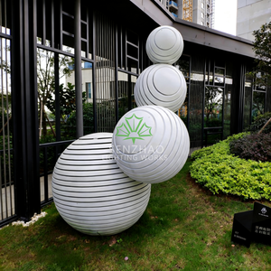 Senzhao Custom Modern Abstract White Stacked <b>Sphere</b> Sculpture Outdoor Garden Park Metal Art Decoration Forged Waving <b>Ball</b> Statue - Product Image 2