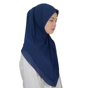 卸売イージーウェアイスラム教徒ラマダンイードヘッドスカーフマレーシアプレーンソフト二層ラップルクスワンピースシフォンアミラインスタントヒジャーブ - Product Image 3