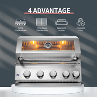 Barbecue à gaz extérieur intégré moderne de qualité supérieure avec acier inoxydable et 5 brûleurs