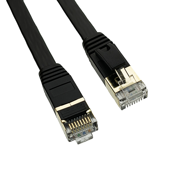 10Gbps 600MHz Shielded Weatherproof 10M RJ45 Flat Cat 7 Stranded Copper Ethernet Cable for Router