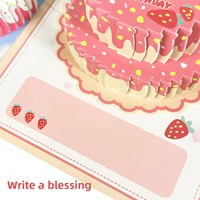 Carte de vœux 3D avec musique et lumière, gâteau d'anniversaire, carte en papier pliée avec enveloppe, vente en gros OEM, cadeau d'anniversaire