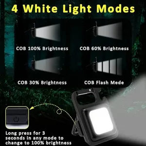 500 lúmenes portátil recargable Mini USB bolsillo COB llavero linternas de luz de trabajo con imán para caminar de noche al aire libre