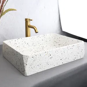カウンターシンク長方形ランドリーコンクリートシンク洗面台イタリアのバスルーム洗面化粧台セメントシンクの上のアメリカの標準