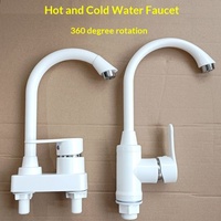 Robinet mitigeur eau chaude et froide, monocommande, avec cartouche céramique, monotrou, à poser sur plan, pour lavabo et cuisine, en plastique