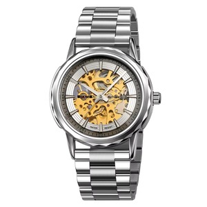 Reloj Mecánico Automático de Moda para Hombre, Doble Cara, Hueco, Dorado, Retro, Ligero, Resistente al Agua 3ATM - Product Image 3