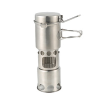 Réchaud à bois d'extérieur en acier inoxydable, ensemble de cuisson portable, kit de camping pliable coupe-vent pour barbecue, 3-5 personnes, moderne
