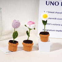 Mini fleurs à tricoter en pot belle tulipe de tournesol Rose et petite marguerite Crochet décoration fleurs artificielles plantes