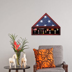 Grande vitrine pour drapeau <span class=keywords><strong>de</strong></span> 5'x9.5', boîte à drapeau funéraire en bois massif d'acajou pour <span class=keywords><strong>les</strong></span> vétérans - Product Image 6