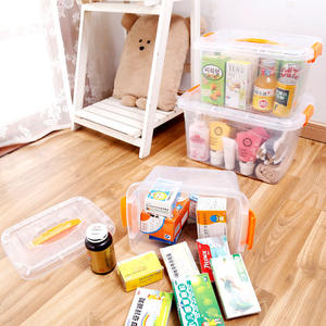 Grands bacs de rangement multifonctionnels transparents avec fermoirs, boîtes de rangement en plastique empilables avec poignée à verrouillage et roulettes, couvercles - Product Image 2