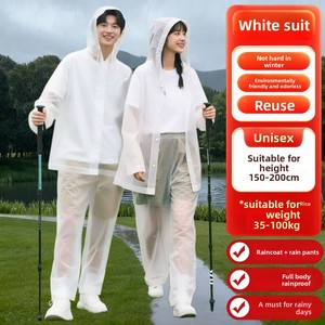 Adult Split-Style PVC <strong>Waterproof</strong> Breathable Raincoat Rain Pants <strong>Set</strong> for Cycling Long-Length Outerwear Designed Withstand Heavy - Product Image 5