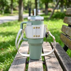 Quick Shipping Leather <b>Water</b> <b>Bottle</b> Carrier Bag Tumbler <b>Holder</b> With Adjustable Handle <b>Water</b> <b>Bottle</b> Accessories for Travel - Product Image 3
