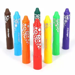 Crayons soyeux en plastique non toxique lavable pour enfants, offre spéciale, 6 12 24 36 48 couleurs