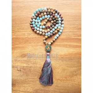 MN44273-collar con gema Natural para Yoga y meditación, collar con piedra de amazonita, Mala budista, 108 - Product Image 5