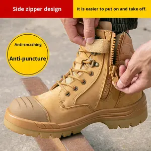 Nouvelles <span class=keywords><strong>chaussures</strong></span> de sécurité montantes à fermeture éclair latérale avec embout en acier, semelles PU/TPU bicolores, résistantes à l'usure, antidérapantes et anti-écrasement - Product Image 2