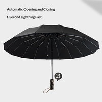 Parapluie pliant triple à 16 baleines, style rétro bambou, ouverture/fermeture automatique, résistant au vent et aux intempéries, anti-UV, idéal comme cadeau d'affaires