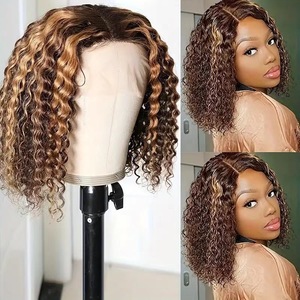 Nouvelle perruque courte bouclée pour femme, perruque synthétique à boucles fines de type africain, avec dentelle frontale, vente en gros - Product Image 4
