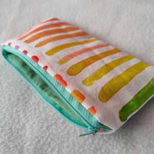 Custom Eco-Friendly Foldable Rainbow Striped Makeup Bag Portable Travel Ladies Cotton Canvas for Pouches Zip <b>Storage</b> Boho - Product Image 4