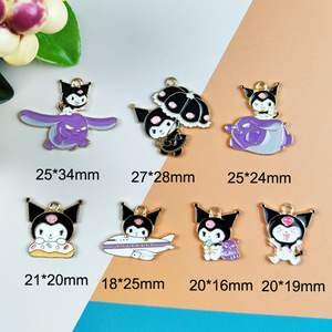 Gantungan Kunci Enamel Anime Kuromi Kucing Setan Lucu Kartun Baru untuk Pembuatan Perhiasan Anting Kalung Wanita - Product Image 3