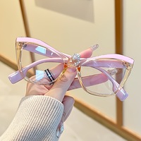 Lunettes de vue anti-lumière bleue unisexe de haute qualité, design rétro œil de chat, verres transparents, monture intégrale en PC, adaptées à toutes les formes de visage