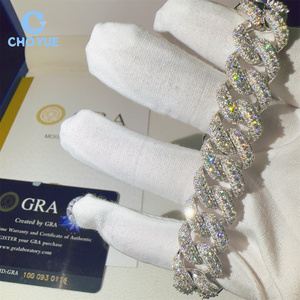 Cuban Link Bracelet 925 Sterling Silver VVS Moissanite Diamond 15MM Iced Out Cuban Link Chain Buss <b>Down</b> Hip Hop Jewelry Bracelet - Product Image 4