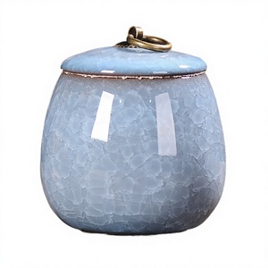 Handcrafted Ceramic Spice Jar Lid Crackle Glaze Blue Airtight Eco-Friendly Portable Multifunction Food <b>Storage</b> Container <b>Kitchen</b> - Product Image 2