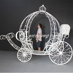 ฉากหลังถ่ายภาพ รถฟักทองซินเดอเรลล่าสีขาว รถฟักทองโลหะ รถเข็นขนมสำหรับตกแต่งงานแต่งงาน - Product Image 3