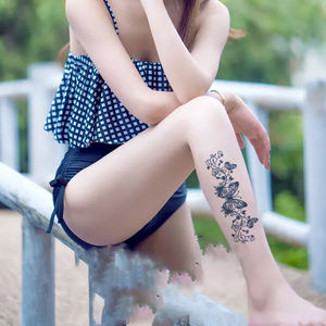 Últimas venta al por mayor impermeable temporal Rosa <span class=keywords><strong>flores</strong></span> cuerpo arte tatuaje pegatinas Sexy pierna mujeres <span class=keywords><strong>tatuajes</strong></span> semipermanentes - Product Image 2