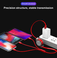Câble USB rétractable 3-en-1 pour charge rapide et synchronisation, compatible Micro Android, 1m, multi-charge pour téléphone et imprimante