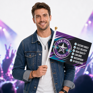 Banderas de Mano Personalizadas para Ferias Comerciales, MOQ Bajo, Impresión Digital a Todo Color en Poliéster Suave, Ecológicas - Product Image 3
