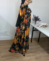 Abaya élégante et modeste de style Dubaï en satin avec boutons et col à nouer, respirante, longueur cheville, pour Ramadan/Eid