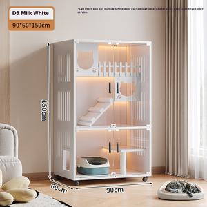 Villa pour chat en bois massif en gros, 3 niveaux, très grande et spacieuse, <span class=keywords><strong>lit</strong></span> pour animaux de compagnie, armoire de présentation pour animaux de compagnie à plusieurs niveaux avec griffoir pour chat - Product Image 4