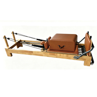 Cama de Pilates de Madera de Caucho Natural, Equipo Profesional de Yoga y Pilates con Accesorios Completos para Gimnasio y Uso Doméstico
