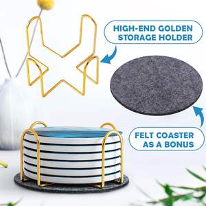 Sous-verres en céramique à bords surélevés - Sous-verres en céramique Yuhe en marbre personnalisés pour le café, le thé et les boissons - Product Image 5