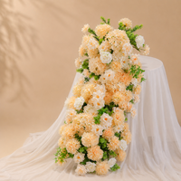 Centre de table de mariage en fleurs de roses en soie en cascade ivoire, arrangement floral, vente en gros, conception personnalisée, usine