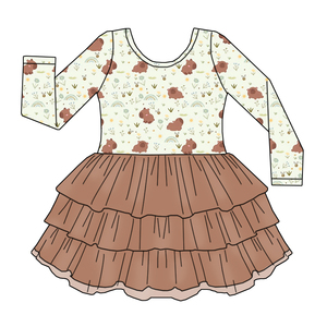 Abito Estivo di Alta Qualità per Bambine con Motivi Floreali, Maniche Lunghe, Morbido Pizzo a Tre Strati, Vestito in Tulle per Bambine - Product Image 4